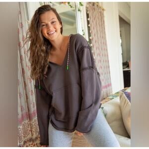 Natural Life Weekend Hoodie Sweatshirt Womens Small/Medium Gray Lounge Cozy Boho